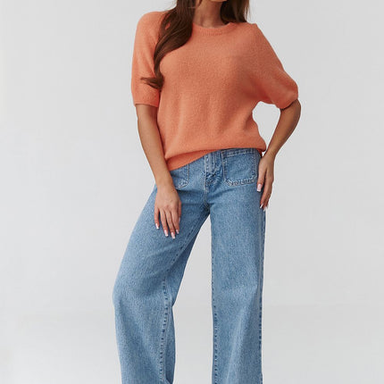  Short sleeve sweater model 224080 Makadamia 