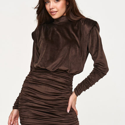  Short dress model 232512 Makadamia 