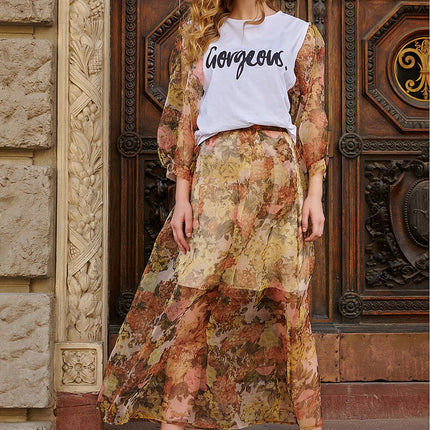  Long skirt model 145581 Makadamia 